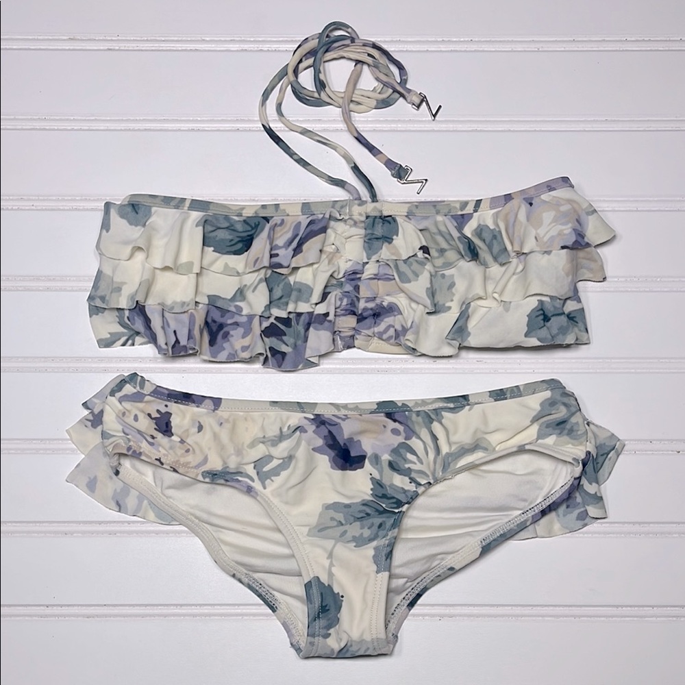 ZIMMERMANN Floral Print Ruffle 2 Piece Bikini Swimsuit